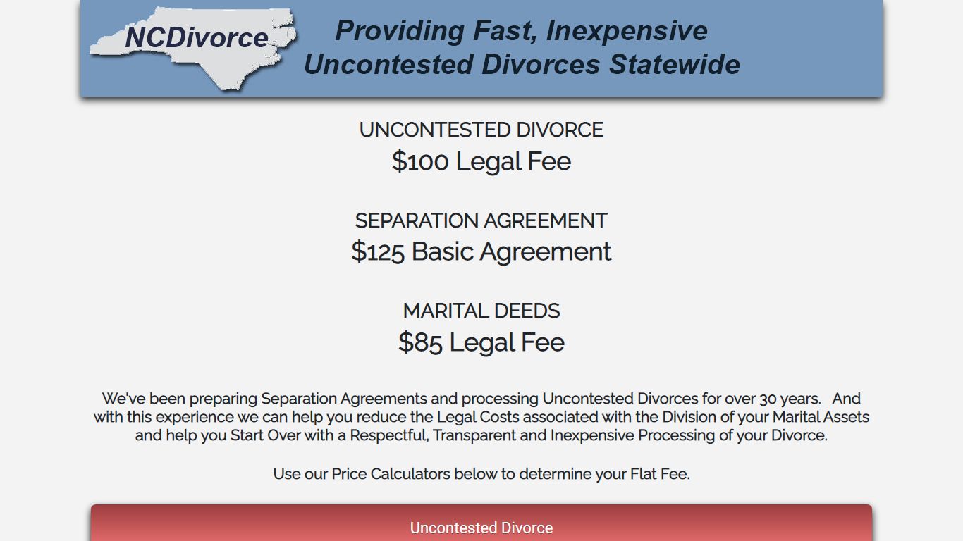 NC Divorce $335 Legal Fee | Not Just the Paperwork – We Do It All